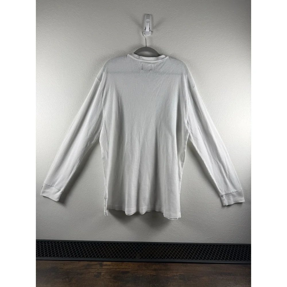 Jachs MFG Men's XXL Waffle Knit Thermal Shirt‎ White Long Sleeve Crewneck Cotton
